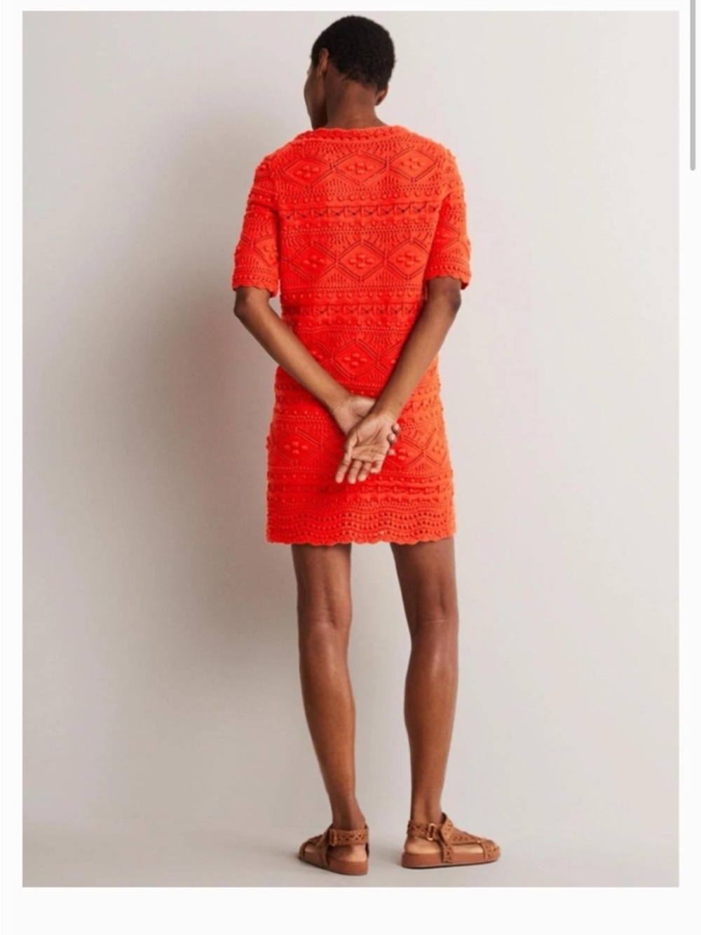 Boden Claudia Crochet Cotton Shift Dress Coral NWT Size 4